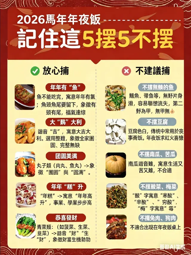 年夜飯向來是講究玄學的,可別什麼菜都隨便端上桌!