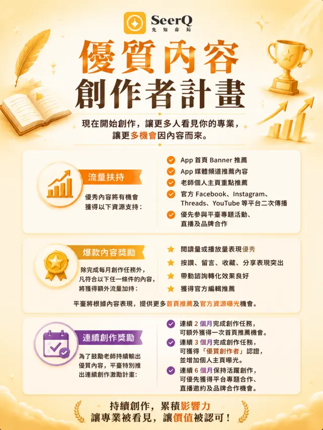 優質創作者扶持計畫🔥以專業輸出打造個人 IP,官方流量資源全力扶持