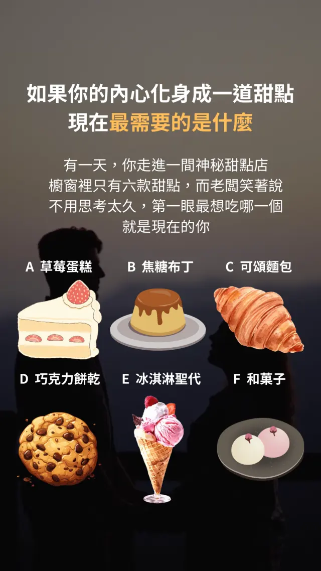 如果你的內心化身成一道甜點
現在最需要的是什麼
